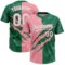 Custom Graffiti Pattern White Kelly Green-Medium Pink 3D Scratch Two-Button Unisex Softball Jersey