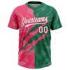 Custom Graffiti Pattern White Kelly Green-Neon Pink 3D Scratch Two-Button Unisex Softball Jersey