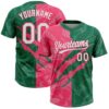 Custom Graffiti Pattern White Kelly Green-Neon Pink 3D Scratch Two-Button Unisex Softball Jersey