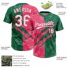 Custom Graffiti Pattern White Kelly Green-Neon Pink 3D Scratch Two-Button Unisex Softball Jersey