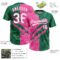 Custom Graffiti Pattern White Kelly Green-Pink 3D Scratch Two-Button Unisex Softball Jersey