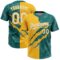 Custom Graffiti Pattern White Teal-Gold 3D Scratch Two-Button Unisex Softball Jersey