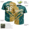 Custom Graffiti Pattern White Teal-Old Gold 3D Scratch Two-Button Unisex Softball Jersey