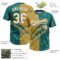 Custom Graffiti Pattern White Teal-Old Gold 3D Scratch Two-Button Unisex Softball Jersey