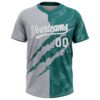 Custom Graffiti Pattern White Teal-Gray 3D Scratch Two-Button Unisex Softball Jersey
