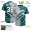 Custom Graffiti Pattern White Teal-Gray 3D Scratch Two-Button Unisex Softball Jersey