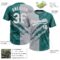 Custom Graffiti Pattern White Teal-Gray 3D Scratch Two-Button Unisex Softball Jersey