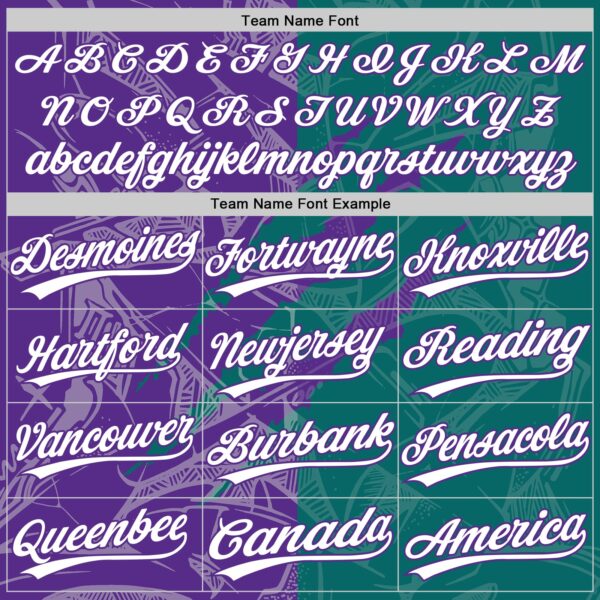 Custom Graffiti Pattern White Teal-Purple 3D Scratch Two-Button Unisex Softball Jersey