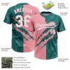 Custom Graffiti Pattern White Teal-Medium Pink 3D Scratch Two-Button Unisex Softball Jersey