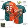 Custom Graffiti Pattern White Teal-Orange 3D Scratch Two-Button Unisex Softball Jersey