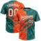 Custom Graffiti Pattern White Teal-Orange 3D Scratch Two-Button Unisex Softball Jersey