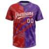 Custom Graffiti Pattern White Purple-Red 3D Scratch Two-Button Unisex Softball Jersey