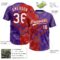 Custom Graffiti Pattern White Purple-Red 3D Scratch Two-Button Unisex Softball Jersey