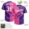 Custom Graffiti Pattern White Purple-Pink 3D Scratch Two-Button Unisex Softball Jersey