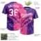 Custom Graffiti Pattern White Purple-Pink 3D Scratch Two-Button Unisex Softball Jersey