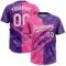 Custom Graffiti Pattern White Purple-Pink 3D Scratch Two-Button Unisex Softball Jersey