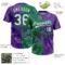 Custom Graffiti Pattern White Purple-Kelly Green 3D Scratch Two-Button Unisex Softball Jersey
