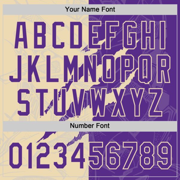 Custom Graffiti Pattern Purple-Cream 3D Scratch Two-Button Unisex Softball Jersey