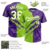 Custom Graffiti Pattern White Purple-Neon Green 3D Scratch Two-Button Unisex Softball Jersey