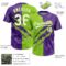 Custom Graffiti Pattern White Purple-Neon Green 3D Scratch Two-Button Unisex Softball Jersey