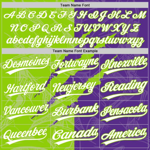 Custom Graffiti Pattern White Purple-Neon Green 3D Scratch Two-Button Unisex Softball Jersey