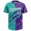 Custom Graffiti Pattern White Purple-Aqua 3D Scratch Two-Button Unisex Softball Jersey