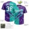 Custom Graffiti Pattern White Purple-Aqua 3D Scratch Two-Button Unisex Softball Jersey