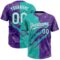 Custom Graffiti Pattern White Purple-Aqua 3D Scratch Two-Button Unisex Softball Jersey