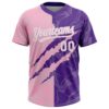 Custom Graffiti Pattern White Purple-Light Pink 3D Scratch Two-Button Unisex Softball Jersey