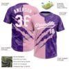 Custom Graffiti Pattern White Purple-Light Pink 3D Scratch Two-Button Unisex Softball Jersey