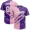 Custom Graffiti Pattern White Purple-Light Pink 3D Scratch Two-Button Unisex Softball Jersey
