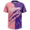 Custom Graffiti Pattern White Purple-Medium Pink 3D Scratch Two-Button Unisex Softball Jersey