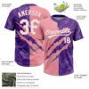 Custom Graffiti Pattern White Purple-Medium Pink 3D Scratch Two-Button Unisex Softball Jersey