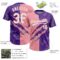 Custom Graffiti Pattern White Purple-Medium Pink 3D Scratch Two-Button Unisex Softball Jersey