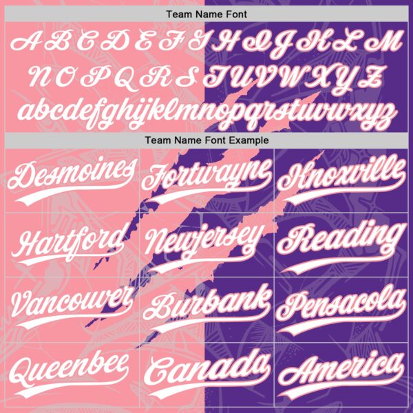 Custom Graffiti Pattern White Purple-Medium Pink 3D Scratch Two-Button Unisex Softball Jersey