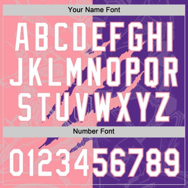 Custom Graffiti Pattern White Purple-Medium Pink 3D Scratch Two-Button Unisex Softball Jersey