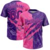 Custom Graffiti Pattern Purple-Pink 3D Scratch Two-Button Unisex Softball Jersey
