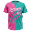Custom Graffiti Pattern White Aqua-Pink 3D Scratch Two-Button Unisex Softball Jersey