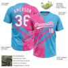 Custom Graffiti Pattern White Sky Blue-Pink 3D Scratch Two-Button Unisex Softball Jersey