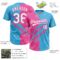 Custom Graffiti Pattern White Sky Blue-Pink 3D Scratch Two-Button Unisex Softball Jersey