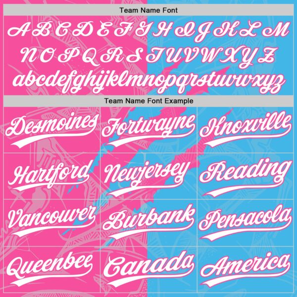 Custom Graffiti Pattern White Sky Blue-Pink 3D Scratch Two-Button Unisex Softball Jersey