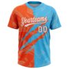 Custom Graffiti Pattern White Sky Blue-Orange 3D Scratch Two-Button Unisex Softball Jersey