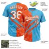 Custom Graffiti Pattern White Sky Blue-Orange 3D Scratch Two-Button Unisex Softball Jersey