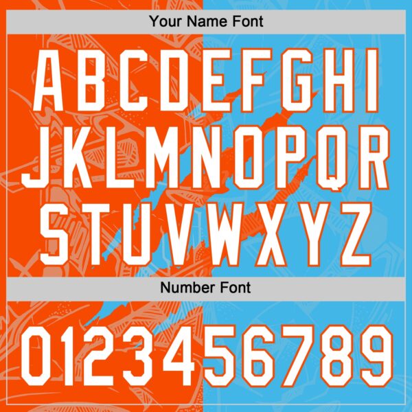 Custom Graffiti Pattern White Sky Blue-Orange 3D Scratch Two-Button Unisex Softball Jersey