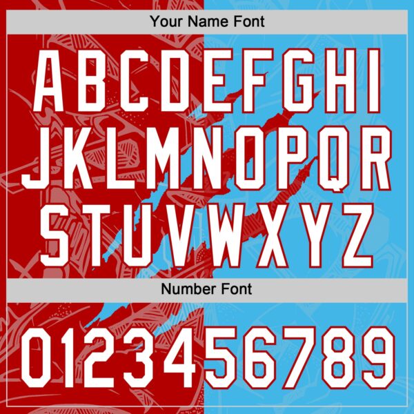 Custom Graffiti Pattern White Sky Blue-Red 3D Scratch Two-Button Unisex Softball Jersey