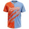 Custom Graffiti Pattern White Light Blue-Orange 3D Scratch Two-Button Unisex Softball Jersey