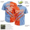 Custom Graffiti Pattern White Light Blue-Orange 3D Scratch Two-Button Unisex Softball Jersey