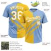 Custom Graffiti Pattern White Light Blue-Yellow 3D Scratch Two-Button Unisex Softball Jersey