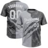 Custom Graffiti Pattern White Steel Gray-Gray 3D Scratch Two-Button Unisex Softball Jersey