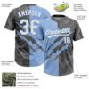 Custom Graffiti Pattern White Steel Gray-Light Blue 3D Scratch Two-Button Unisex Softball Jersey